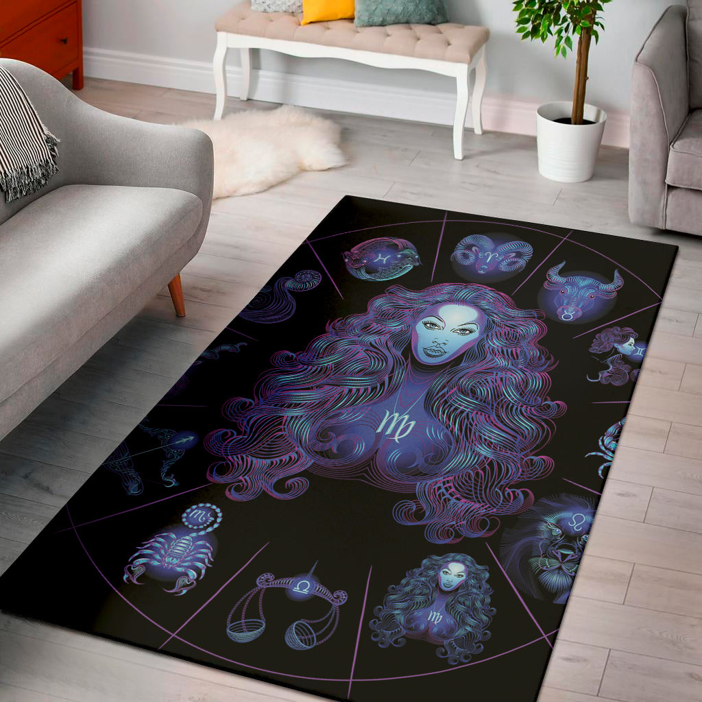 Virgo And Astrological Signs Print Area Rug