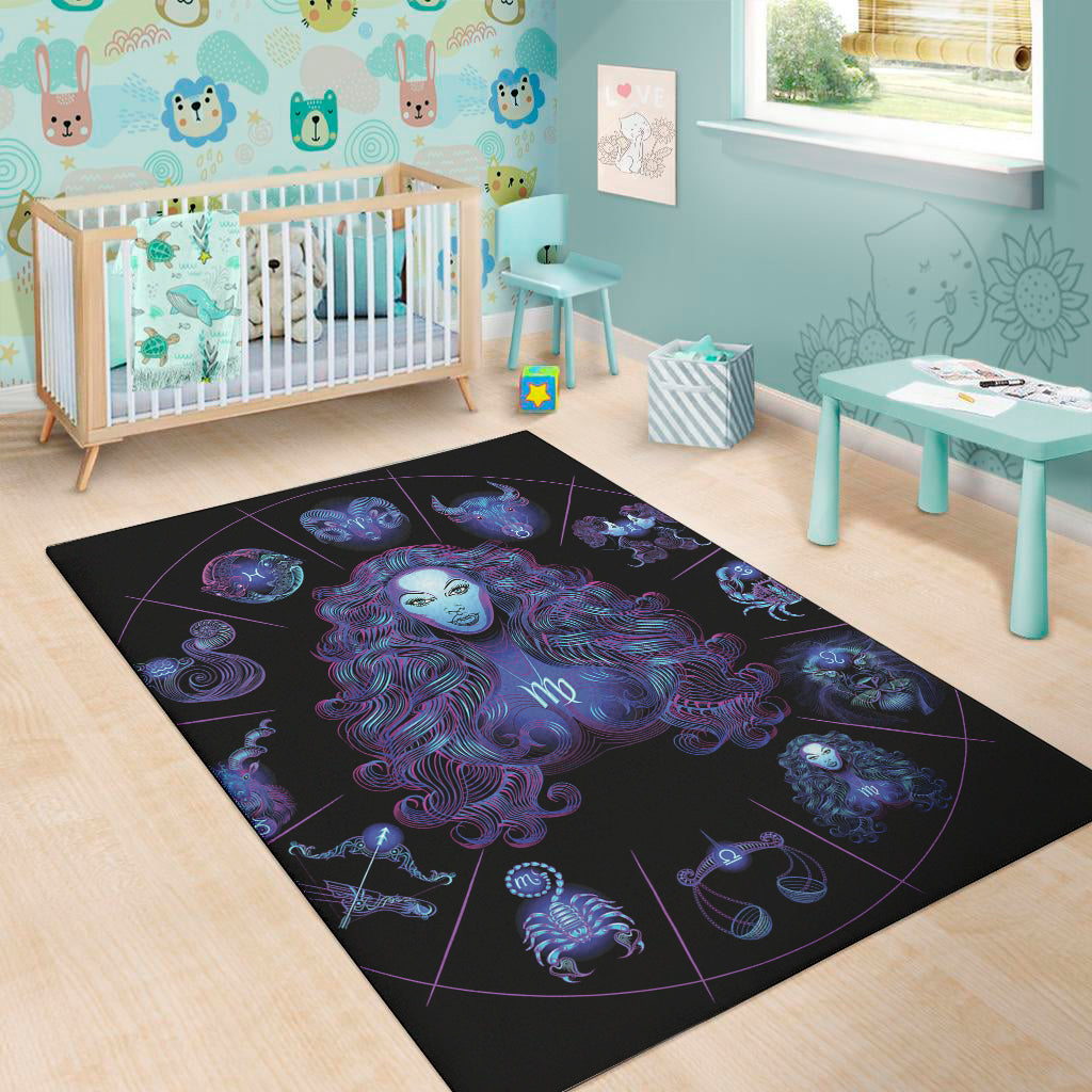 Virgo And Astrological Signs Print Area Rug