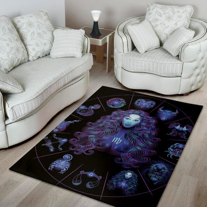 Virgo And Astrological Signs Print Area Rug