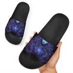 Virgo And Astrological Signs Print Black Slide Sandals
