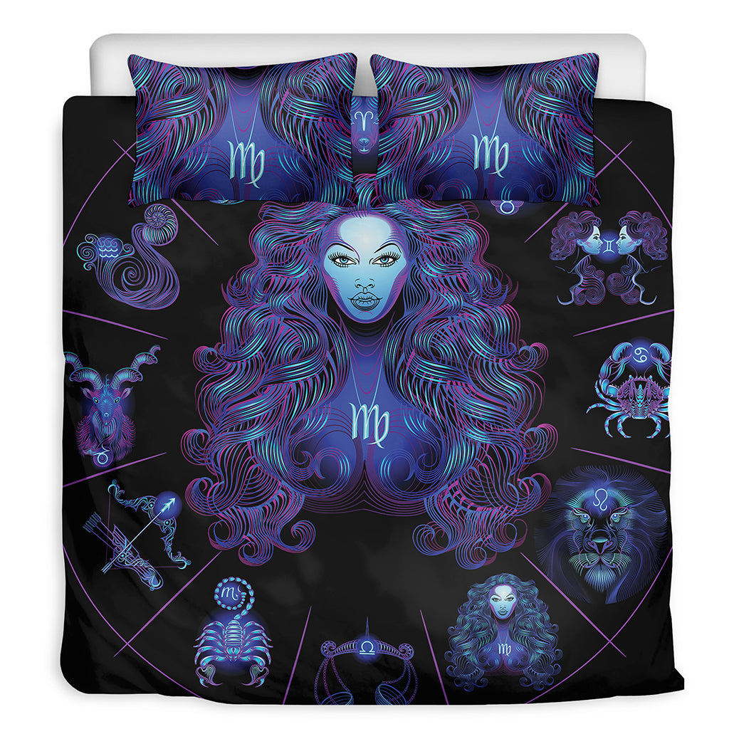 Virgo And Astrological Signs Print Duvet Cover Bedding Set