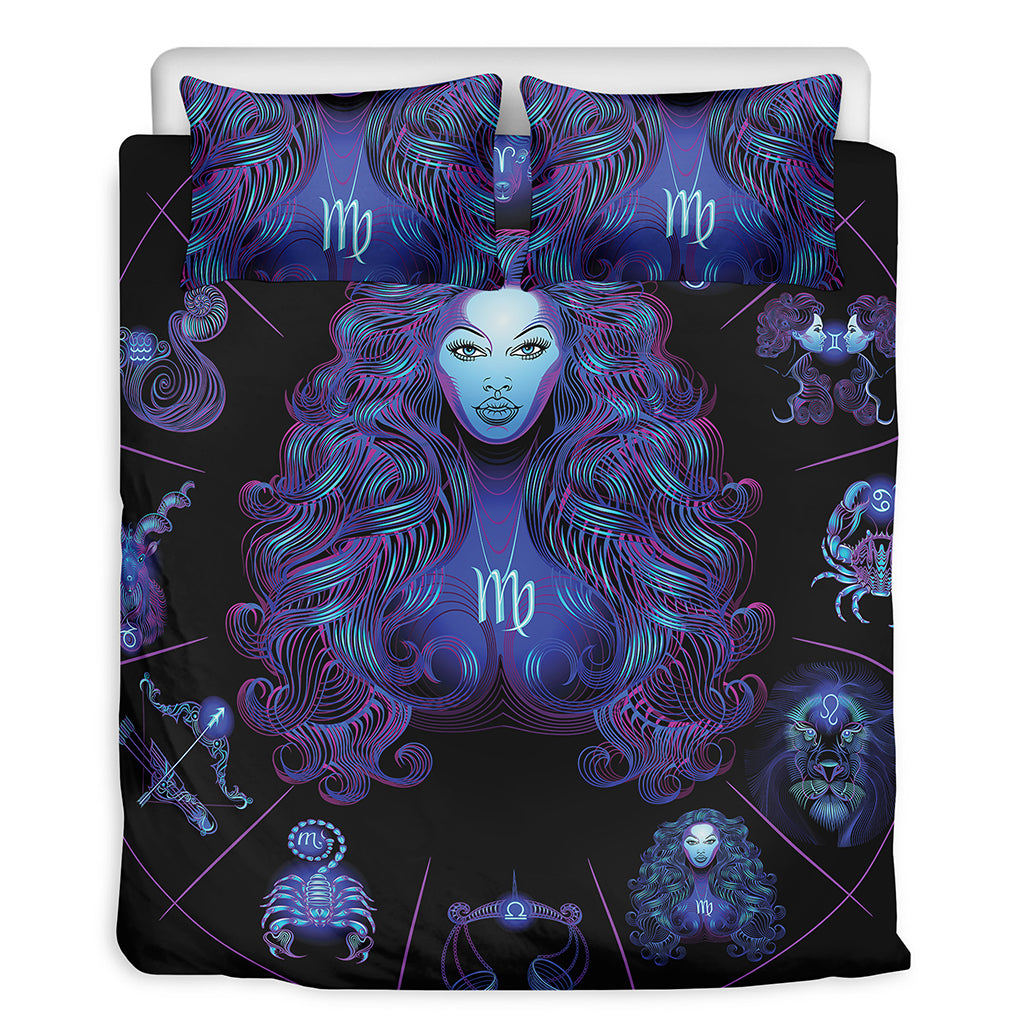 Virgo And Astrological Signs Print Duvet Cover Bedding Set