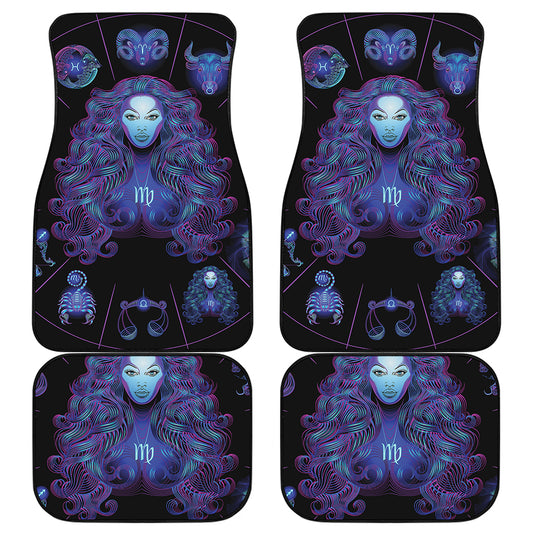 Virgo And Astrological Signs Print Front and Back Car Floor Mats