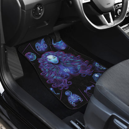Virgo And Astrological Signs Print Front and Back Car Floor Mats