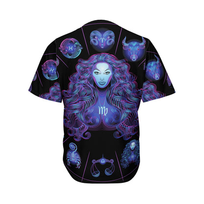 Virgo And Astrological Signs Print Men's Baseball Jersey