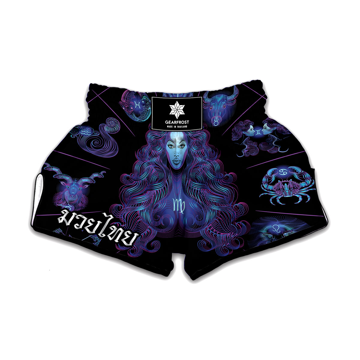 Virgo And Astrological Signs Print Muay Thai Boxing Shorts