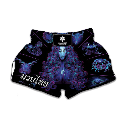 Virgo And Astrological Signs Print Muay Thai Boxing Shorts