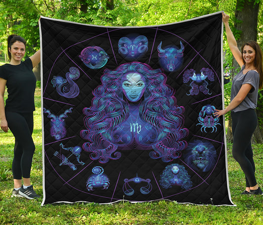 Virgo And Astrological Signs Print Quilt