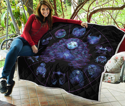 Virgo And Astrological Signs Print Quilt