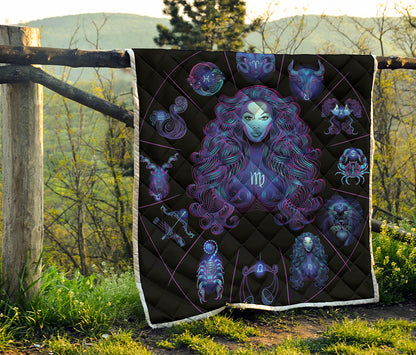 Virgo And Astrological Signs Print Quilt