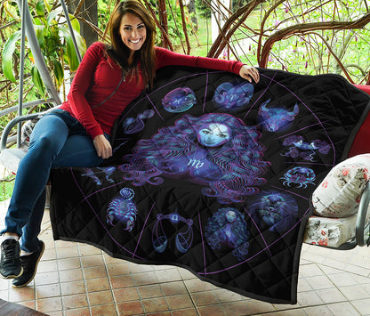 Virgo And Astrological Signs Print Quilt