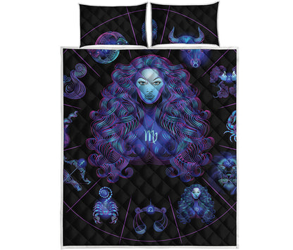 Virgo And Astrological Signs Print Quilt Bed Set