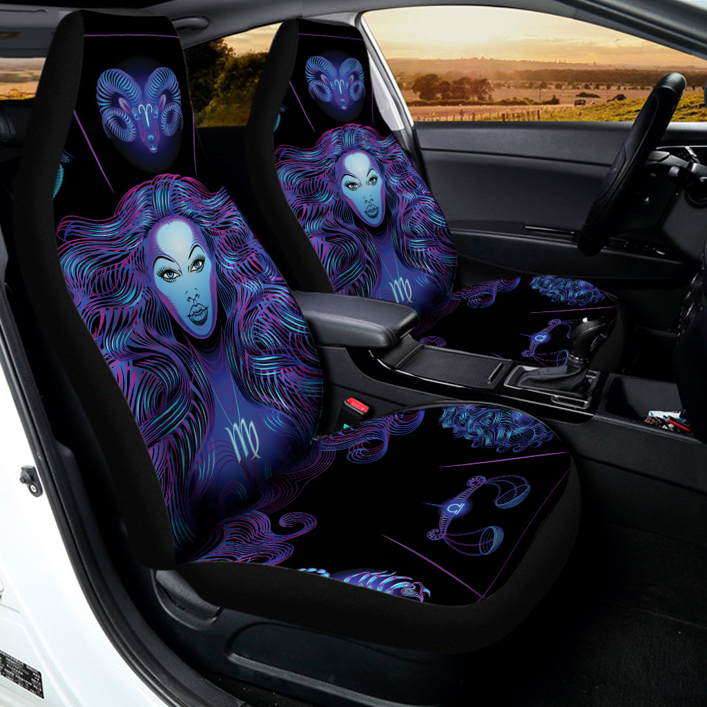 Virgo And Astrological Signs Print Universal Fit Car Seat Covers