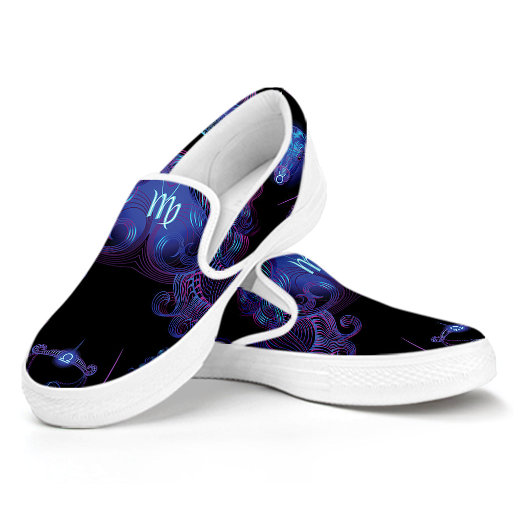 Virgo And Astrological Signs Print White Slip On Shoes