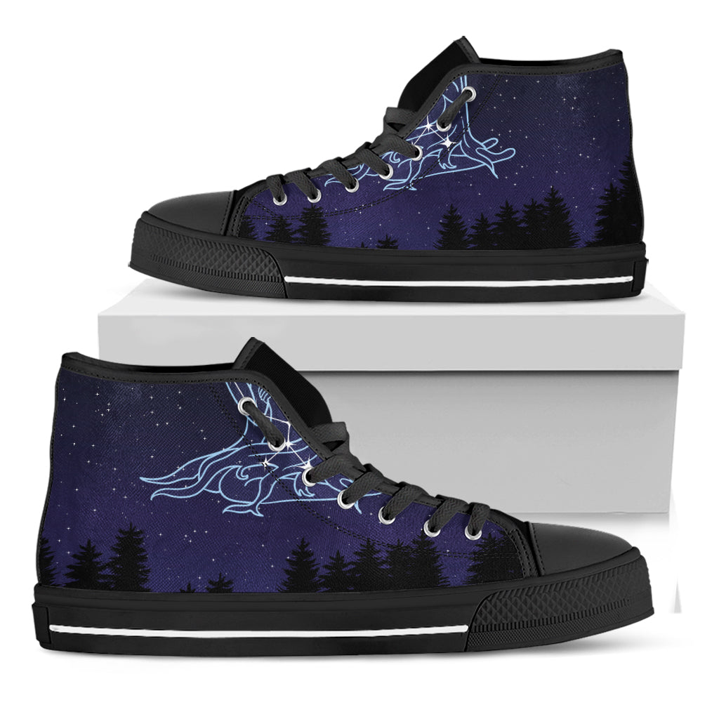 Virgo Constellation Print Black High Top Shoes