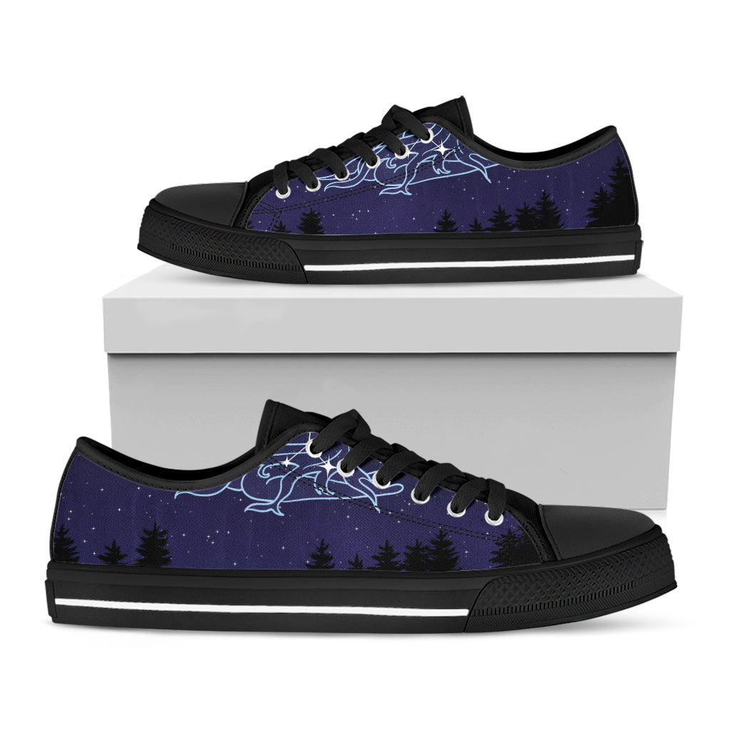 Virgo Constellation Print Black Low Top Shoes 