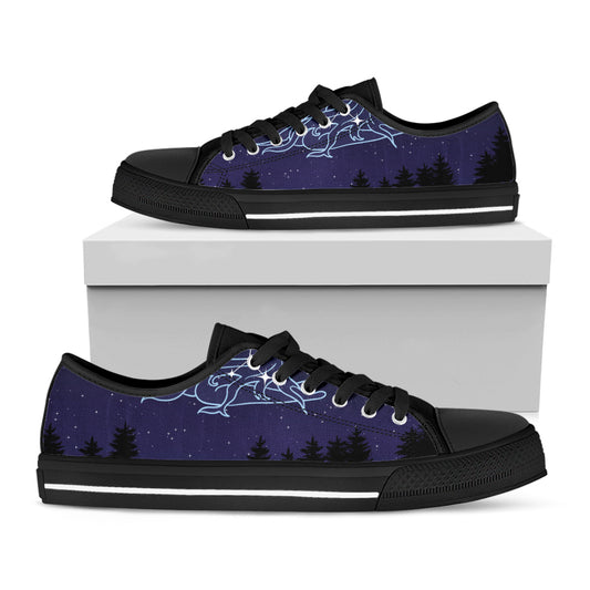 Virgo Constellation Print Black Low Top Shoes 