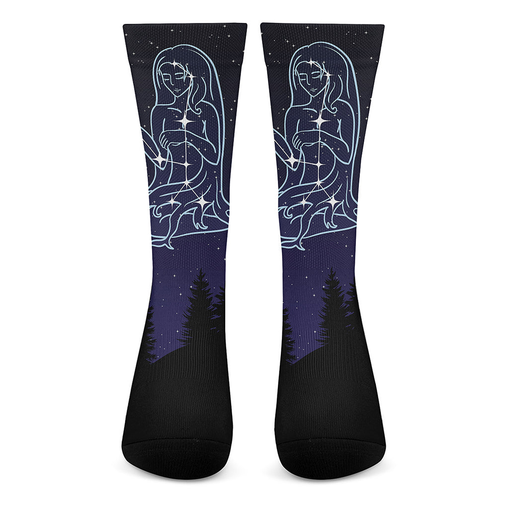 Virgo Constellation Print Crew Socks