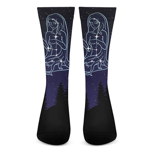 Virgo Constellation Print Crew Socks