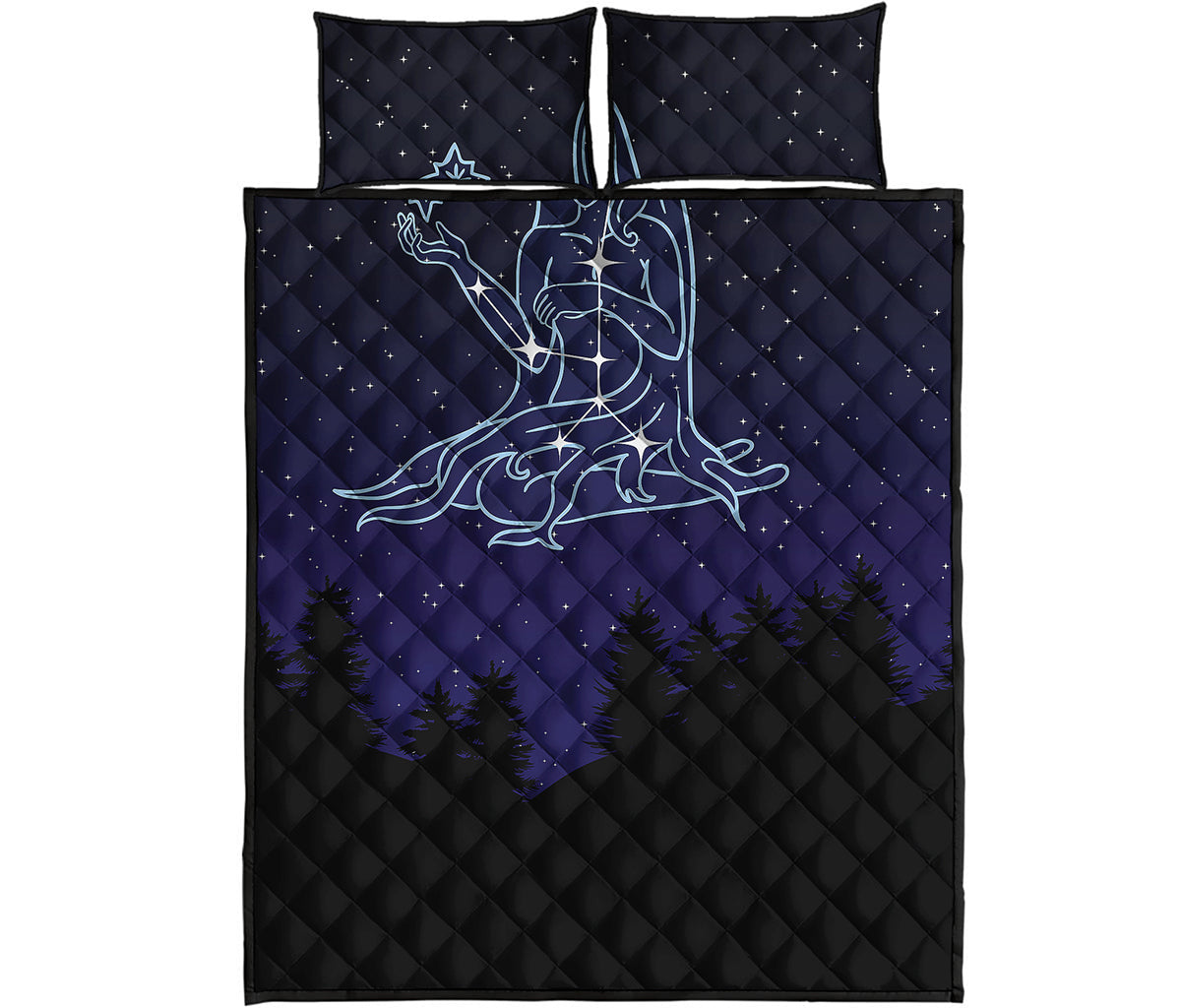 Virgo Constellation Print Quilt Bed Set