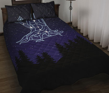 Virgo Constellation Print Quilt Bed Set