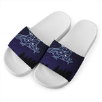 Virgo Constellation Print White Slide Sandals