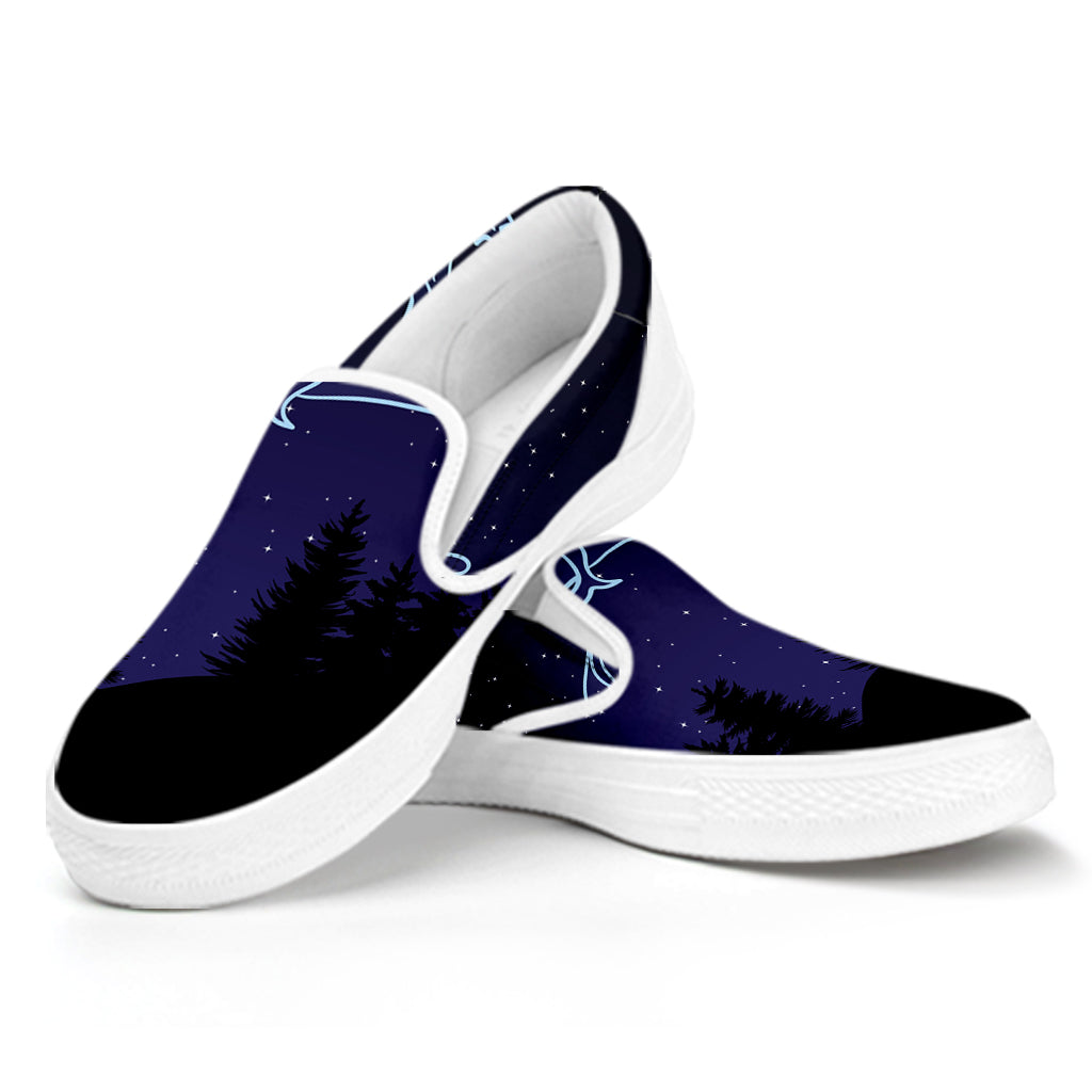 Virgo Constellation Print White Slip On Shoes
