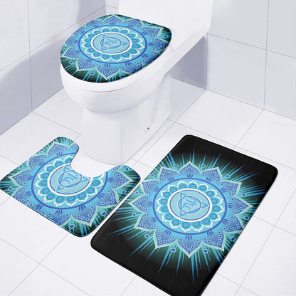 Vishuddha Chakra Mandala Print 3 Piece Bath Mat Set