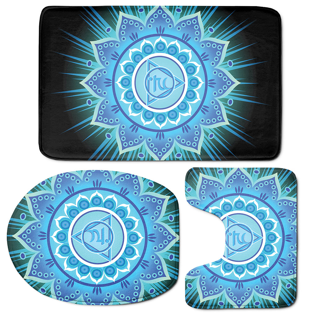 Vishuddha Chakra Mandala Print 3 Piece Bath Mat Set