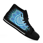 Vishuddha Chakra Mandala Print Black High Top Shoes