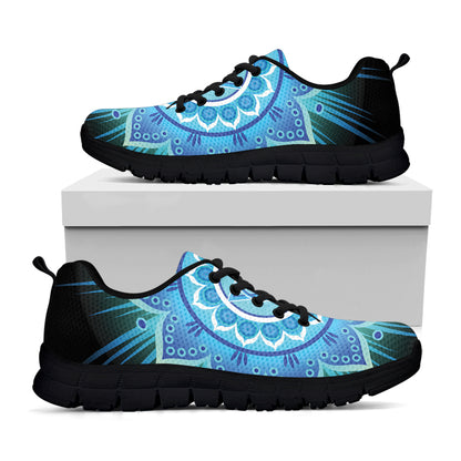 Vishuddha Chakra Mandala Print Black Sneakers