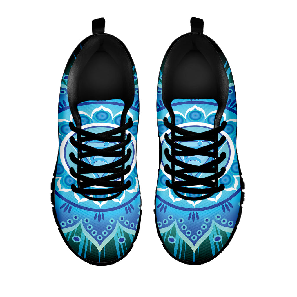 Vishuddha Chakra Mandala Print Black Sneakers