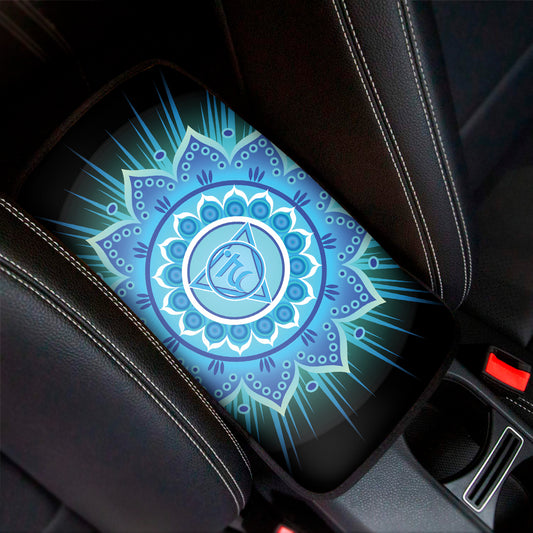 Vishuddha Chakra Mandala Print Car Center Console Cover