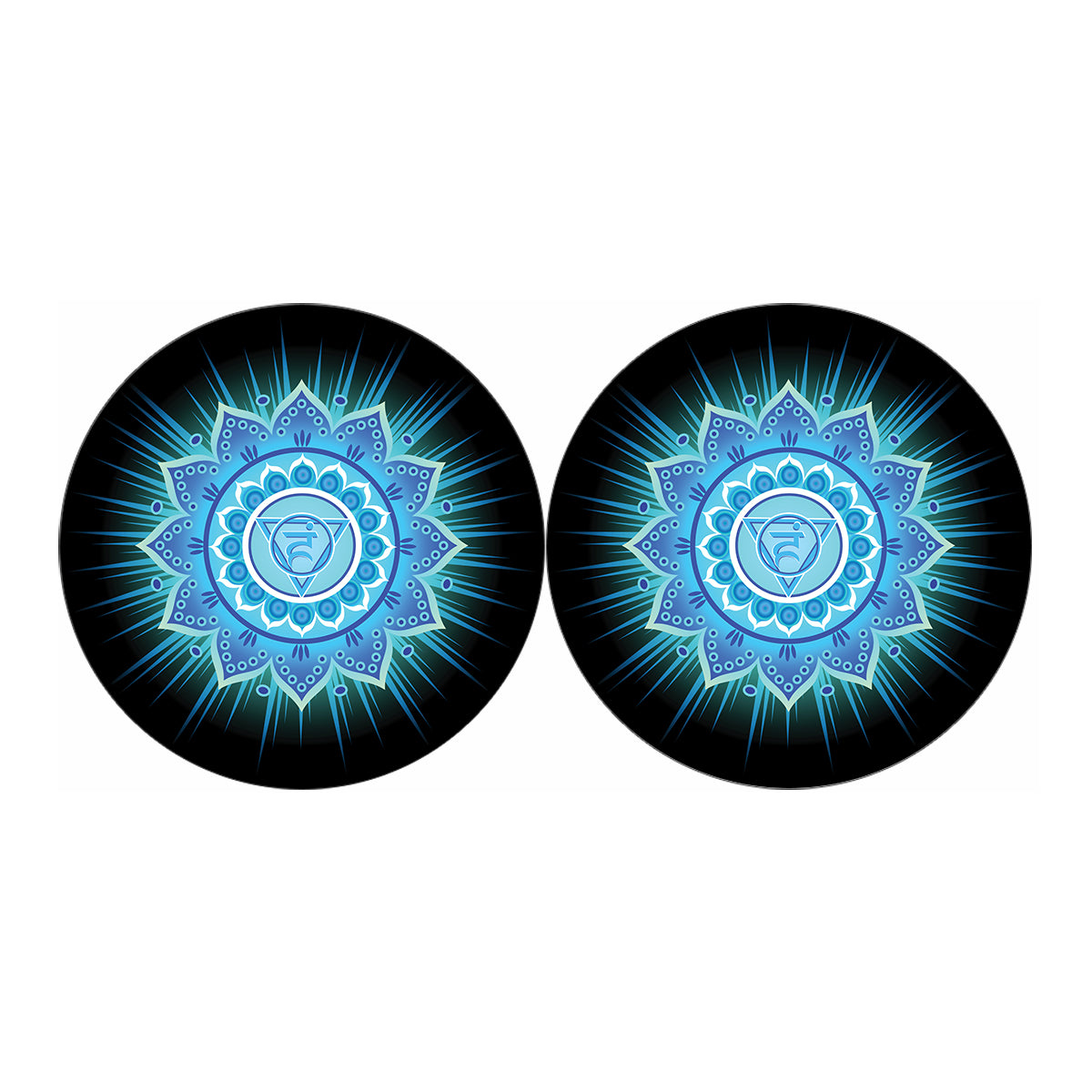 Vishuddha Chakra Mandala Print Car Coasters