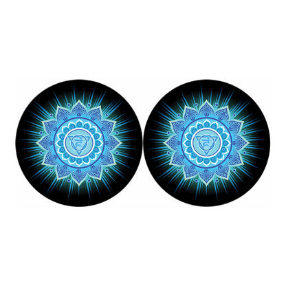 Vishuddha Chakra Mandala Print Car Coasters