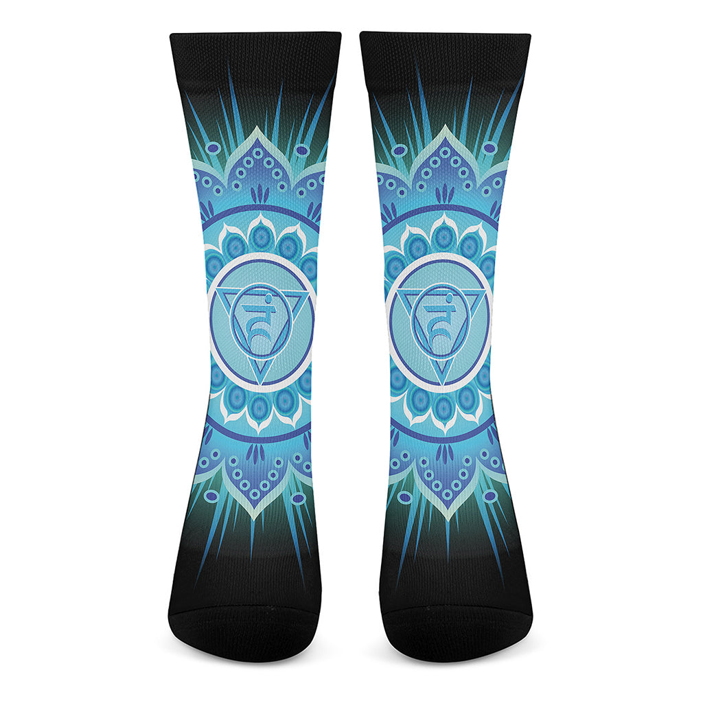 Vishuddha Chakra Mandala Print Crew Socks