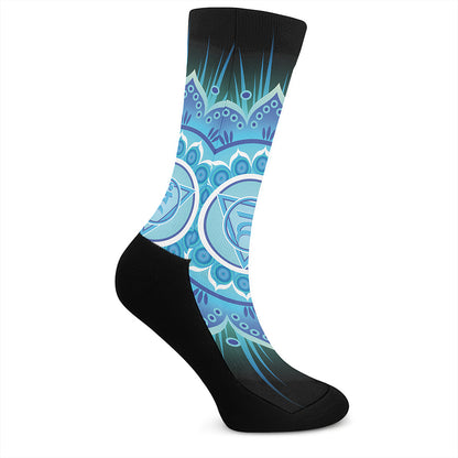 Vishuddha Chakra Mandala Print Crew Socks