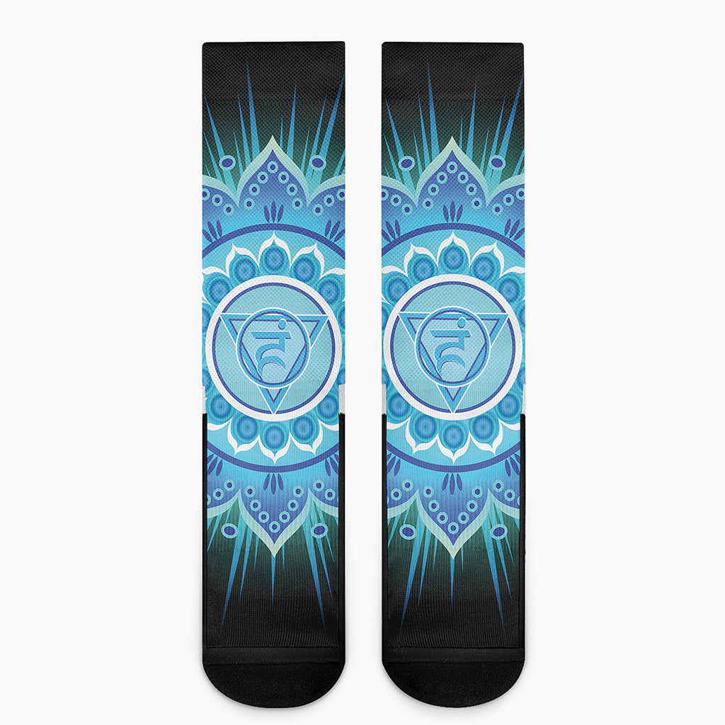 Vishuddha Chakra Mandala Print Crew Socks