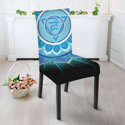 Vishuddha Chakra Mandala Print Dining Chair Slipcover