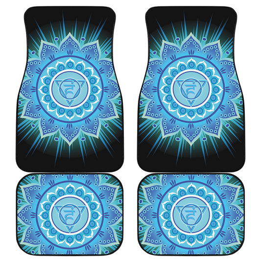 Vishuddha Chakra Mandala Print Front and Back Car Floor Mats