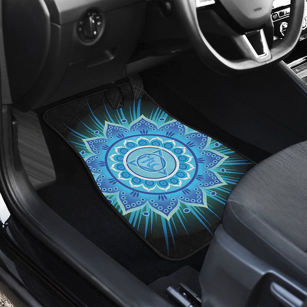 Vishuddha Chakra Mandala Print Front and Back Car Floor Mats