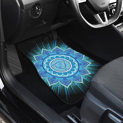 Vishuddha Chakra Mandala Print Front and Back Car Floor Mats