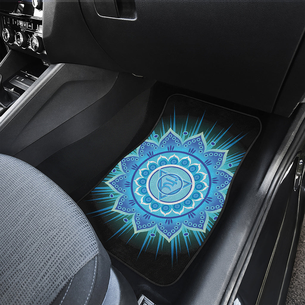 Vishuddha Chakra Mandala Print Front and Back Car Floor Mats