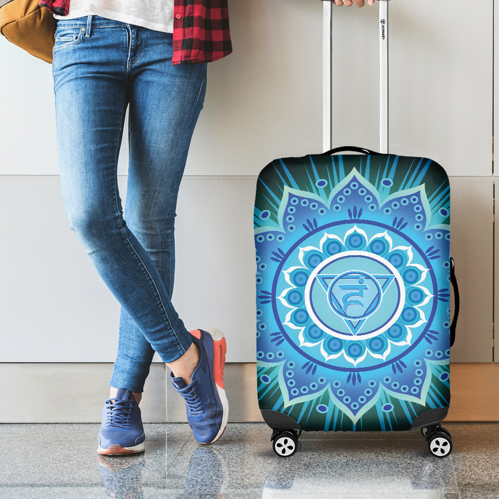 Vishuddha Chakra Mandala Print Luggage Cover