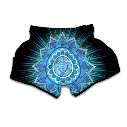 Vishuddha Chakra Mandala Print Muay Thai Boxing Shorts