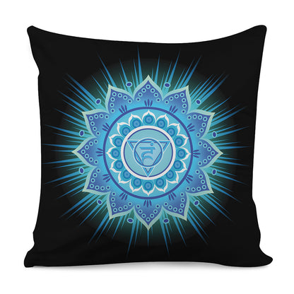 Vishuddha Chakra Mandala Print Pillow Cover