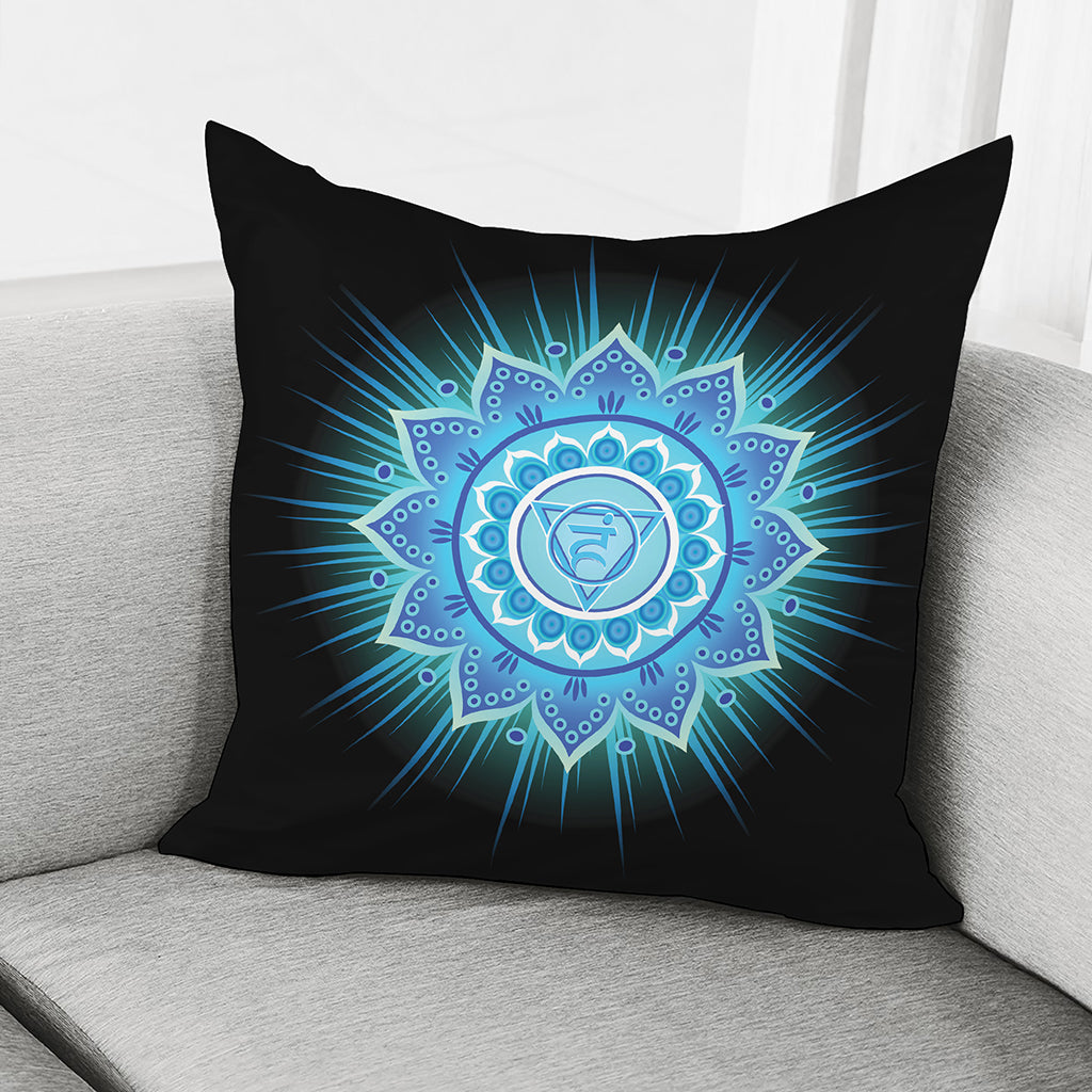 Vishuddha Chakra Mandala Print Pillow Cover