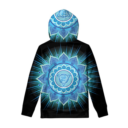 Vishuddha Chakra Mandala Print Pullover Hoodie
