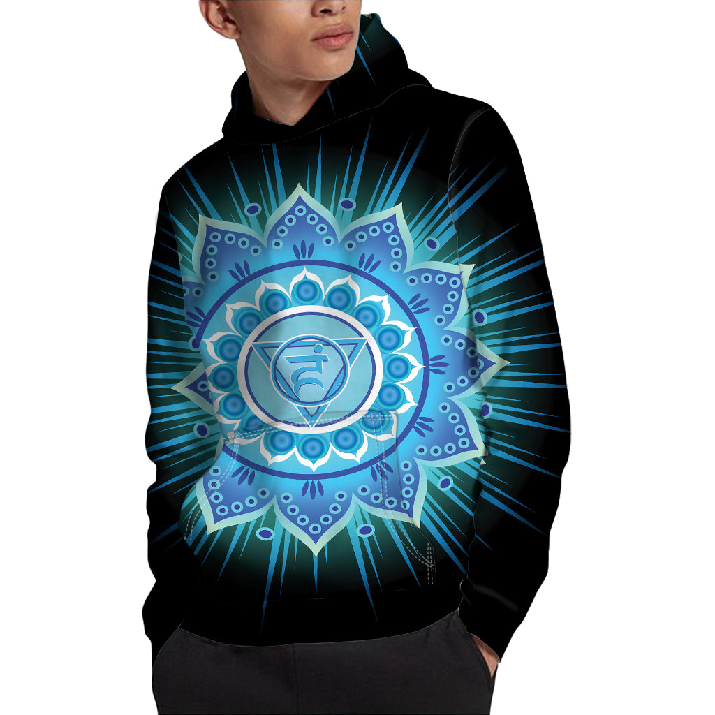 Vishuddha Chakra Mandala Print Pullover Hoodie