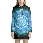 Vishuddha Chakra Mandala Print Pullover Hoodie Dress
